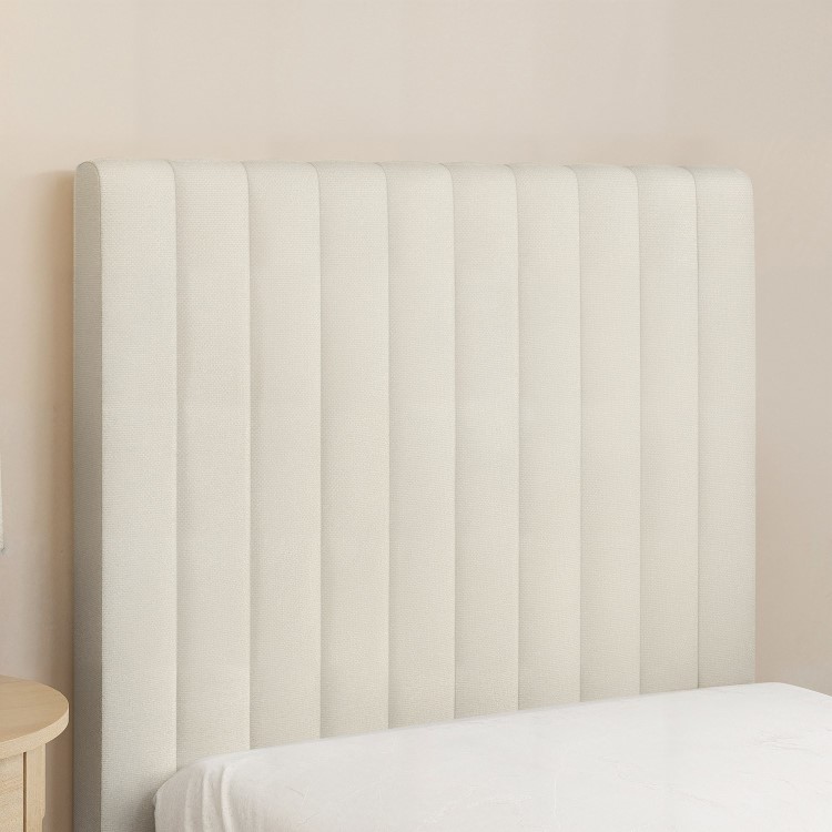 Cream Fabric Single Side-Lift Ottoman Bed - Khloe