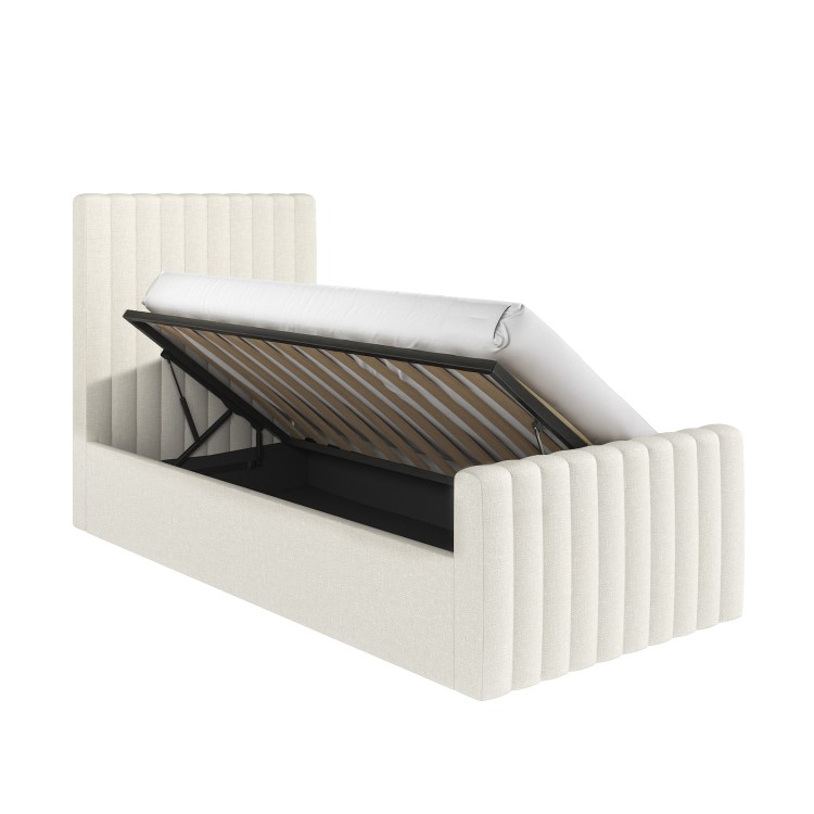 Cream Fabric Single Side-Lift Ottoman Bed - Khloe