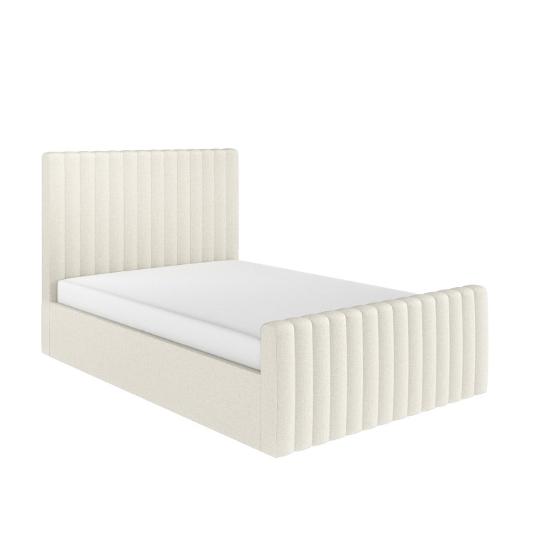 Cream Fabric Small Double Side-Lift Ottoman Bed - Khloe