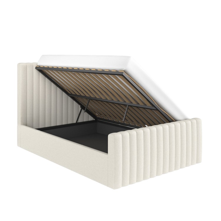 Cream Fabric Small Double Side-Lift Ottoman Bed - Khloe