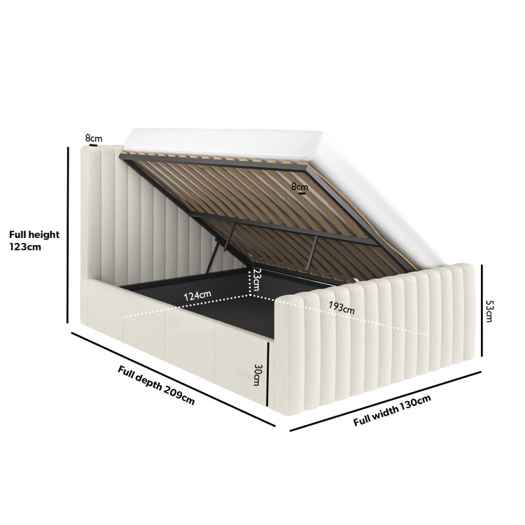 Cream Fabric Small Double Side-Lift Ottoman Bed - Khloe