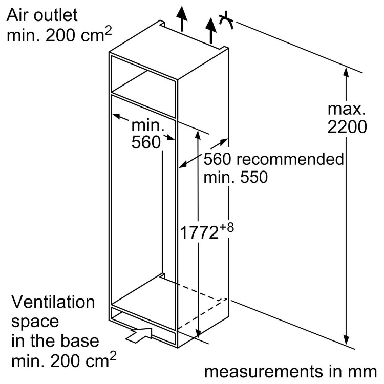 Neff N50 286 Litre In-column Integrated Fridge