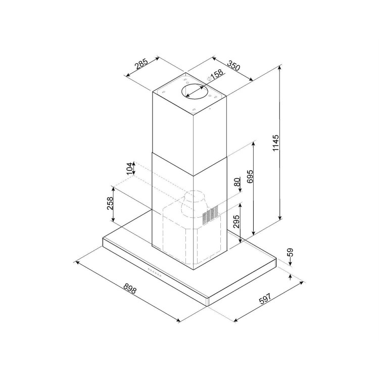 Refurbished Smeg KI90XE 90cm Slimline Island Hood Stainless Steel