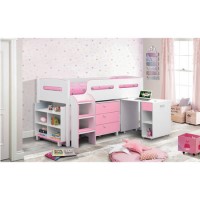 Julian Bowen Kimbo Pink Cabin Bed with Pull Out Desk