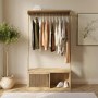 Solid Oak Open Wardrobe with Shelves - Kiyomi