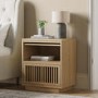 Oak Bedside Table with Drawer and Pull-Out Shelf - Kiyomi