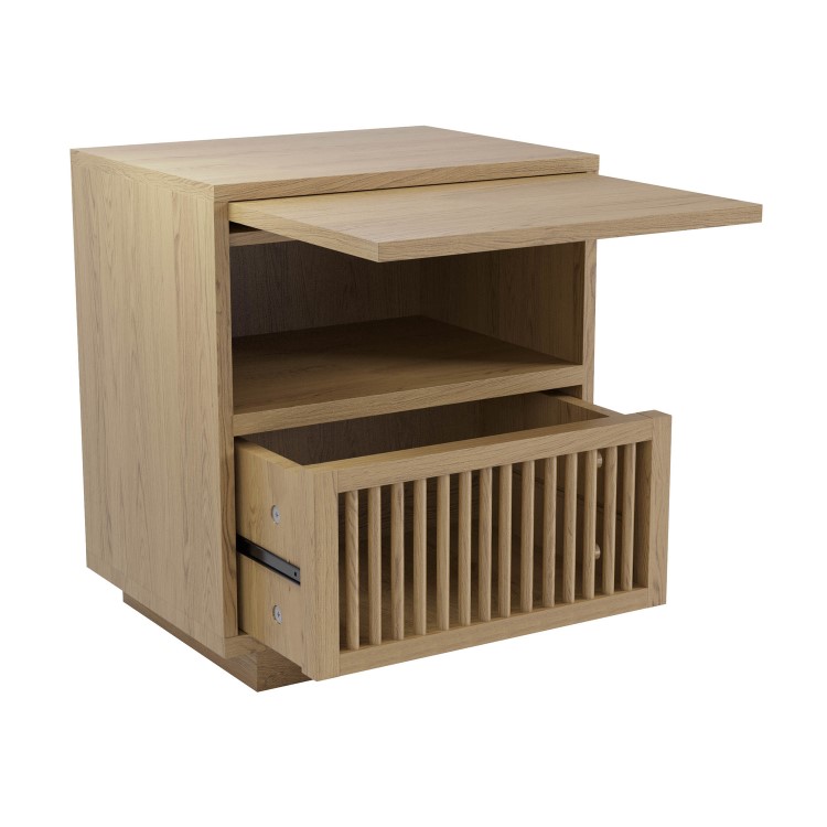 Oak Bedside Table with Drawer and Shelf - Kiyomi