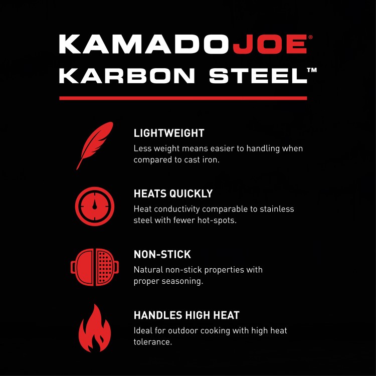 Kamado Joe Karbon Steel Big Joe BBQ Griddle - Black