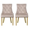 Kaylee Luxury Pair of Velvet Dining Chairs Beige with Oak Legs