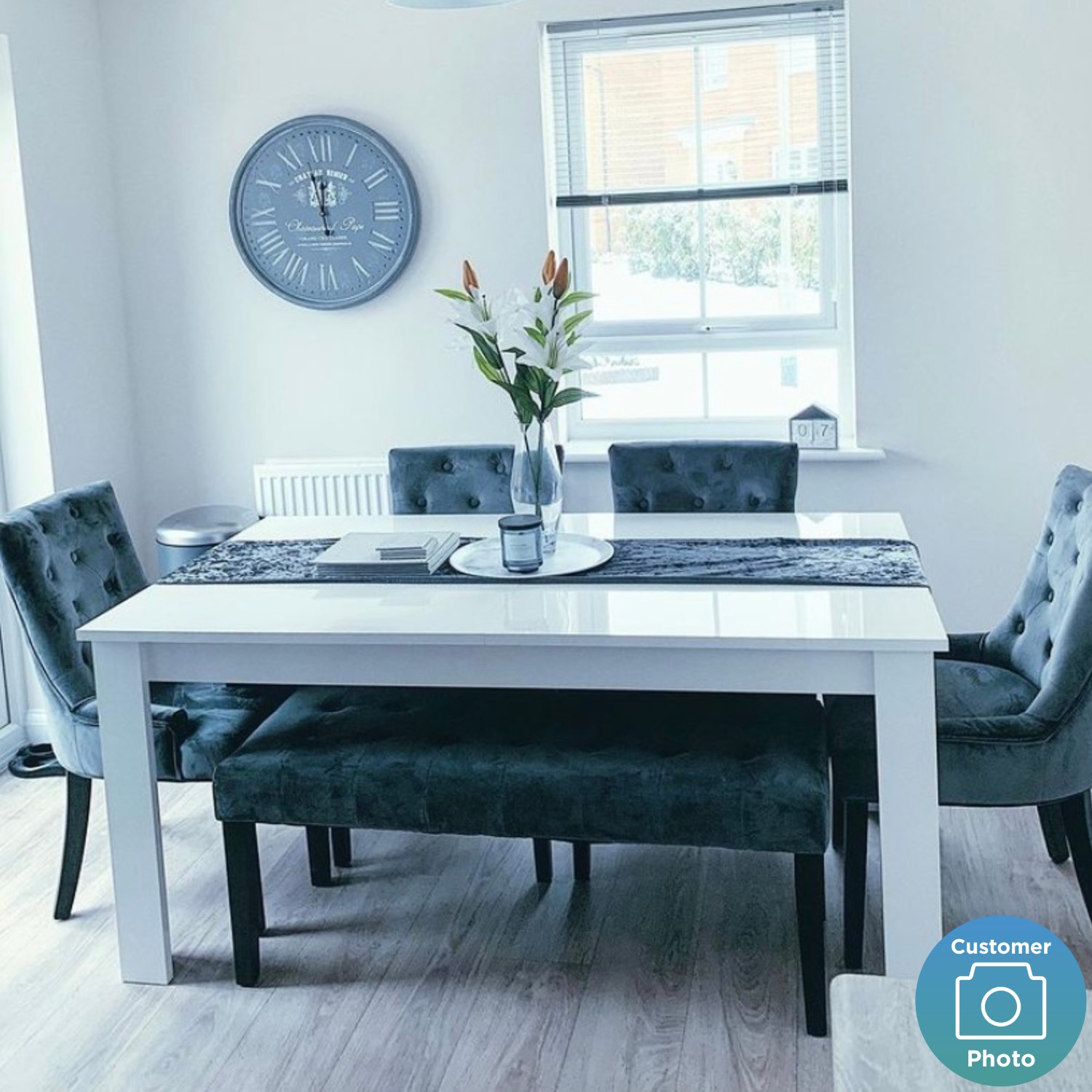 Kaylee Grey Velvet Dining Chairs With Black Legs Set Of 2 BuyItDirectie
