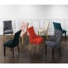 Pair of Orange Velvet Dining Chairs with Buttoned Back - Kaylee
