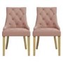 Kaylee Pink Velvet Dining Chairs with Oak Legs- Set of 2