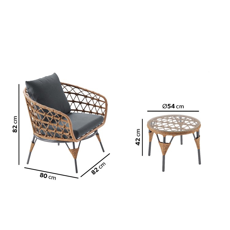 2 Seater Wicker Bistro Garden Set - Como
