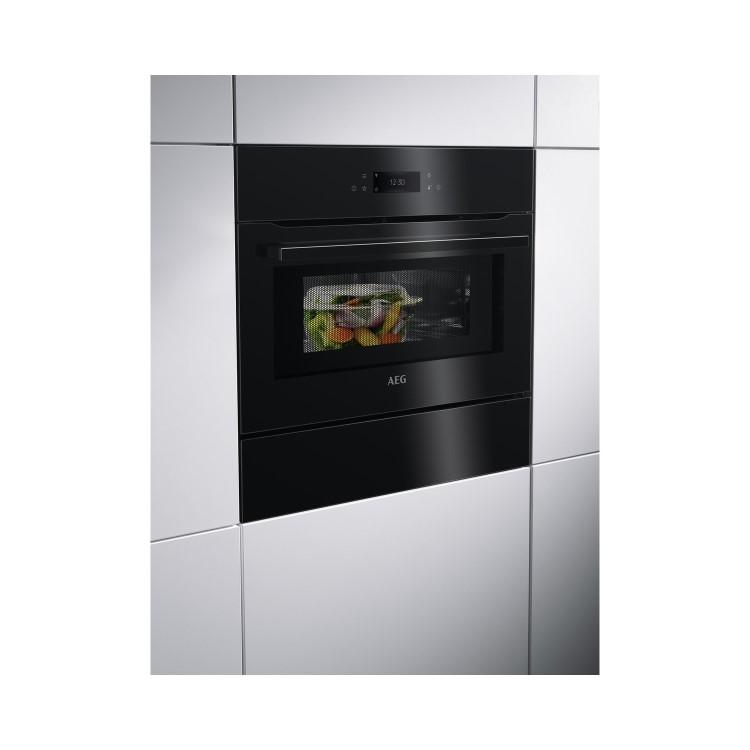 Refurbished AEG KMK768080B CombiQuick Built In 43L with Grill 1000W Combination Microwave Oven Black