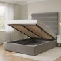 Mink Velvet Double Ottoman Bed with Tall Cushioned Headboard - Kendall