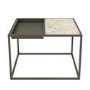 Square Grey Tray Coffee Table with White Marble Top - Modern