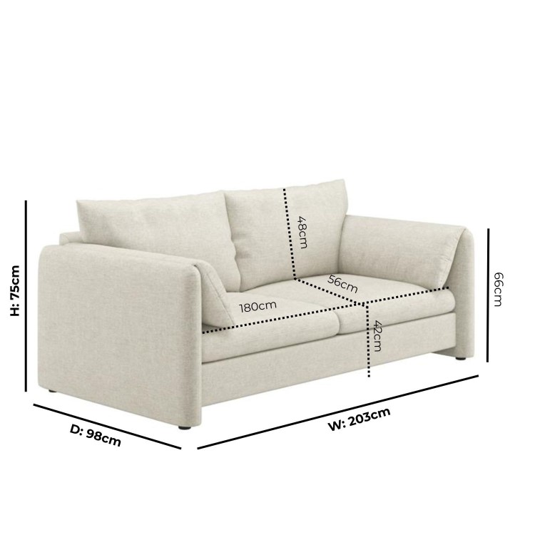 Beige Chenille 3 Seater Sofa – Kennedy
