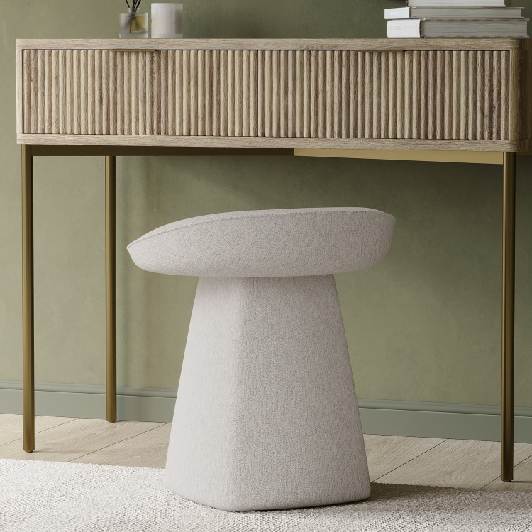 Cream Textured Fabric Swivel Dressing Table Stool - Koda