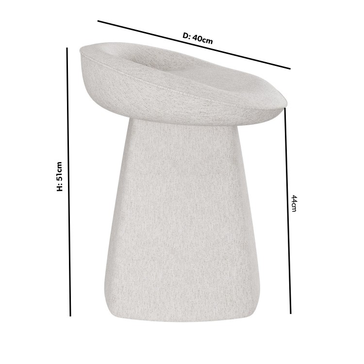 Cream Textured Fabric Swivel Dressing Table Stool - Koda
