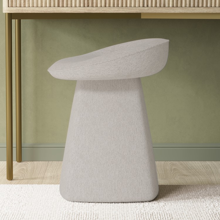 Cream Textured Fabric Swivel Dressing Table Stool - Koda