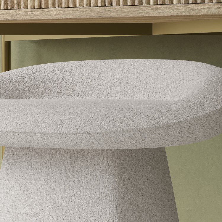Cream Textured Fabric Swivel Dressing Table Stool - Koda