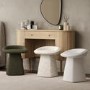 Cream Textured Fabric Swivel Dressing Table Stool - Koda