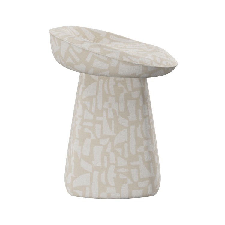 Cream Patterned Fabric Swivel Dressing Table Stool - Koda
