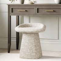 Cream Patterned Fabric Swivel Dressing Table Stool - Koda