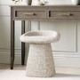 Cream Patterned Fabric Swivel Dressing Table Stool - Koda
