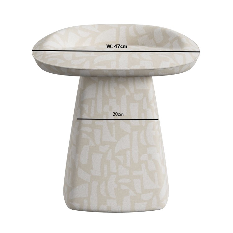 Cream Patterned Fabric Swivel Dressing Table Stool - Koda