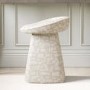 Cream Patterned Fabric Swivel Dressing Table Stool - Koda