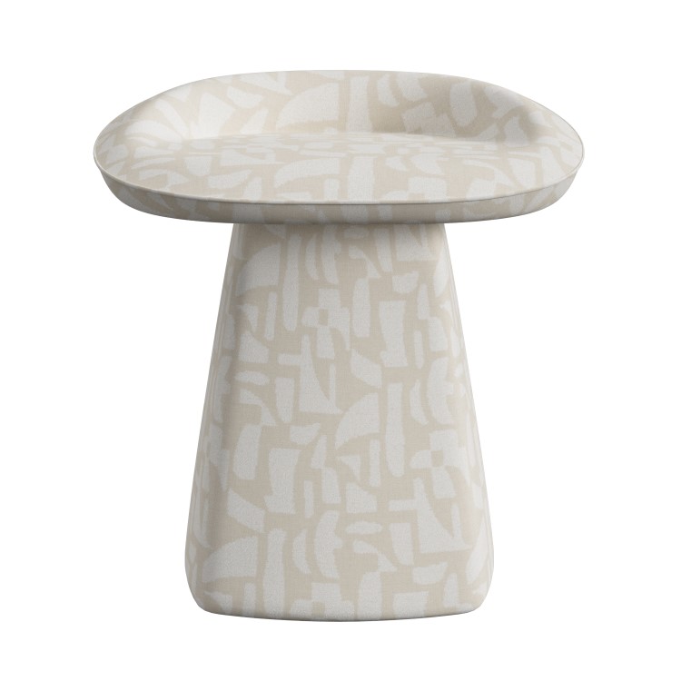 Cream Patterned Fabric Swivel Dressing Table Stool - Koda