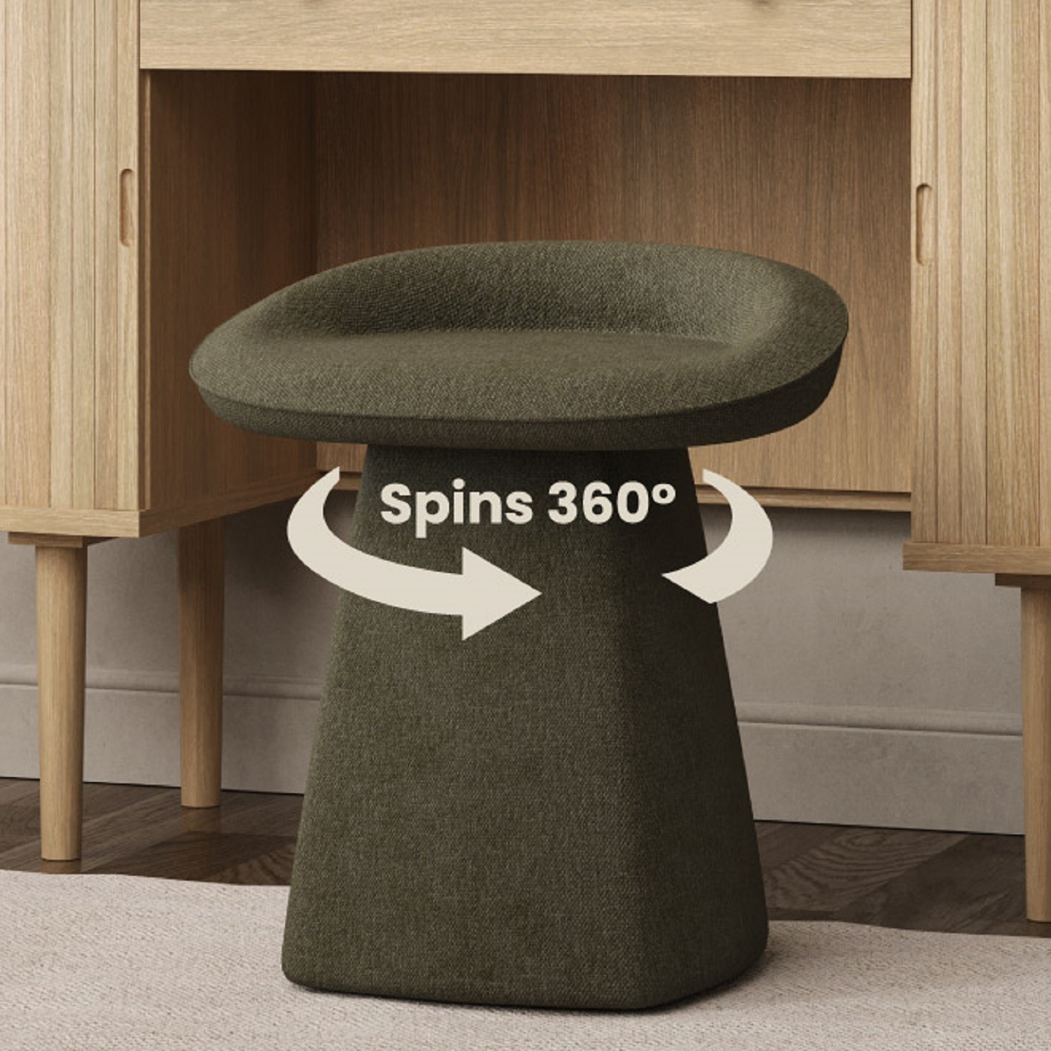 Green Chenille Swivel Dressing Table Stool - Koda - Page 1 - - BuyItDirect.ie Green Chenille Swivel Dressing Table Stool - Koda - Page 1 - - BuyItDirect.ie