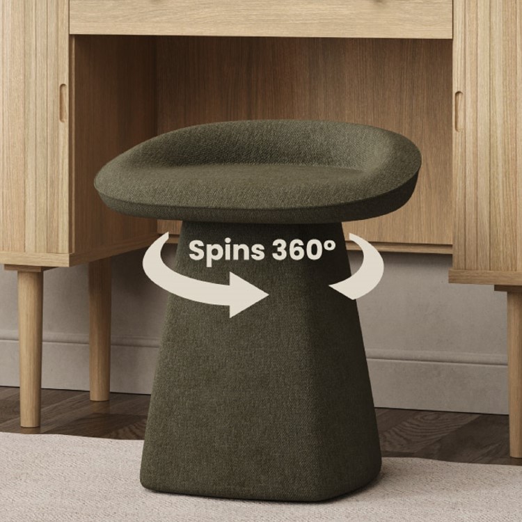 Green Chenille Swivel Dressing Table Stool - Koda