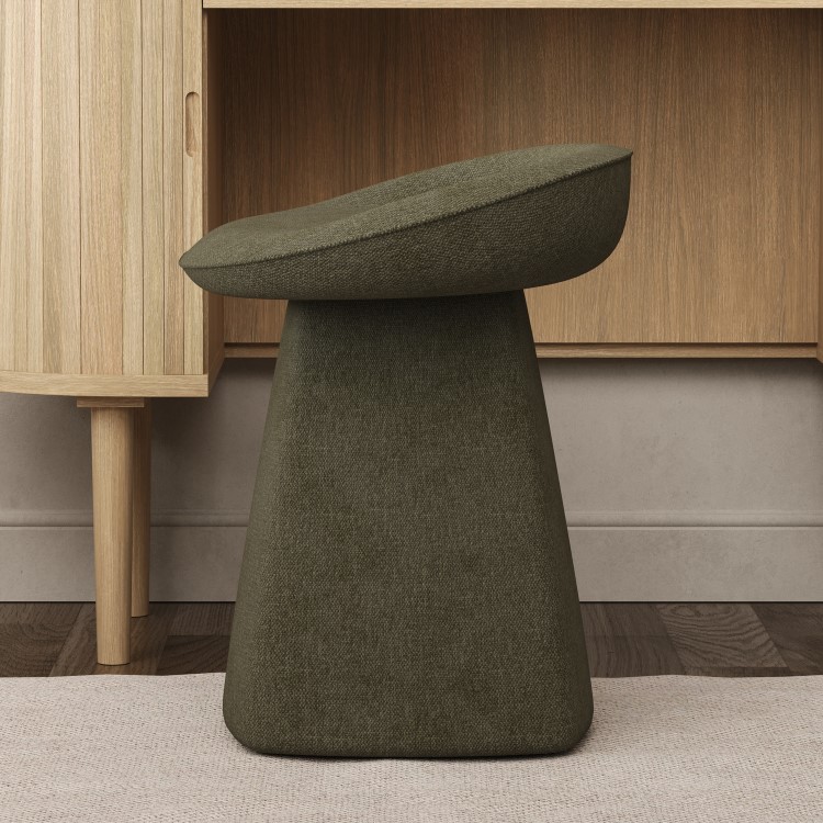 Green Chenille Swivel Dressing Table Stool - Koda