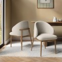 KOR001A Beige Upholstered Curved Dining Chair With Solid Oak Exposed Back - Kori