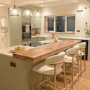 Beige Upholstered Curved Kitchen Stool With Solid Oak Exposed Back - Kori