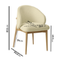 Set of 2 Cream Upholstered Curved Dining Chair with Limewash Solid Wood Exposed Back - Kori