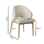 ONLY OPENED - Cream Curved limedwashed Oak exposed back textured fabric dining chair -Kori