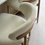 Cream Upholstered Curved Kitchen Stool with Limewash Solid Oak Exposed Back - Kori