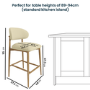 Set of 2 Cream Upholstered Curved Kitchen Stools with Limewash Solid Wood Exposed Back - Kori