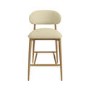 Set of 2 Cream Upholstered Curved Kitchen Stools with Limewash Solid Wood Exposed Back - Kori