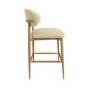 Set of 2 Cream Upholstered Curved Kitchen Stools with Limewash Solid Wood Exposed Back - Kori