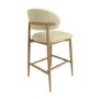 Set of 2 Cream Upholstered Curved Kitchen Stools with Limewash Solid Wood Exposed Back - Kori