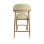 Set of 2 Cream Upholstered Curved Kitchen Stools with Limewash Solid Wood Exposed Back - Kori