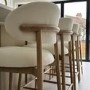 Cream Upholstered Curved Kitchen Stool with Limewash Solid Oak Exposed Back - Kori