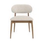 Beige Upholstered Curved Dining Chair with Solid Wood Exposed Back - Kori