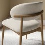 Beige Upholstered Curved Dining Chair with Solid Wood Exposed Back - Kori
