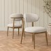 Beige Upholstered Curved Dining Chair with Solid Rustic Oak Open Back - Kori
