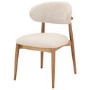 Round Walnut Dining Table Set with 4 Beige Upholstered Curved Dining Chairs - Owen